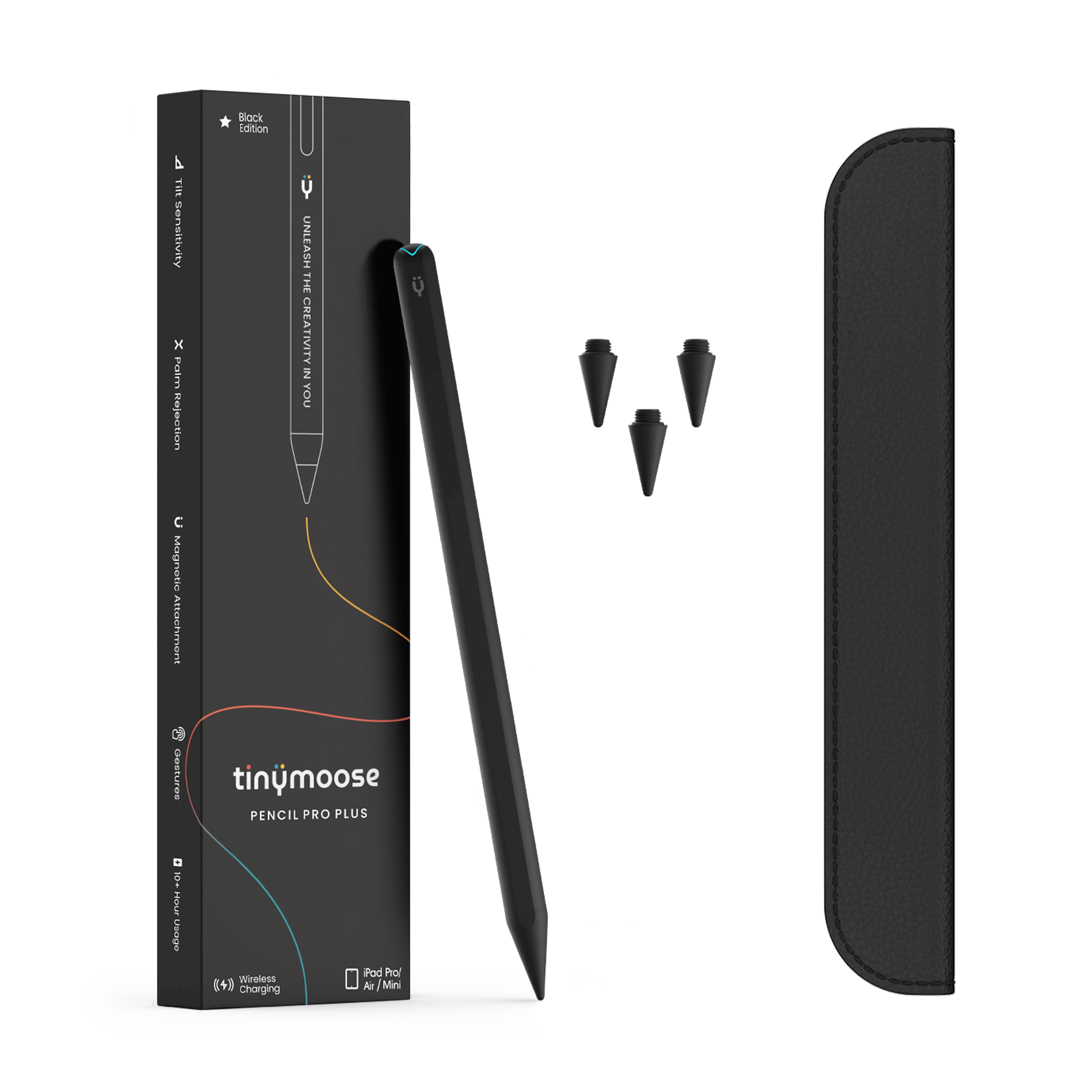 Pencil Pro Plus - iPad Pen with Wireless Charging – Midnight Black packaging content