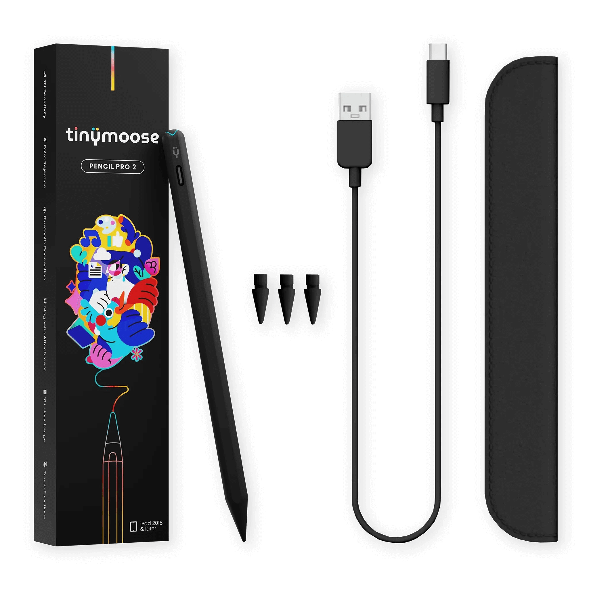 Pencil Pro 2 | Midnight Black - iPad Pen With Gesture Controls packaging content