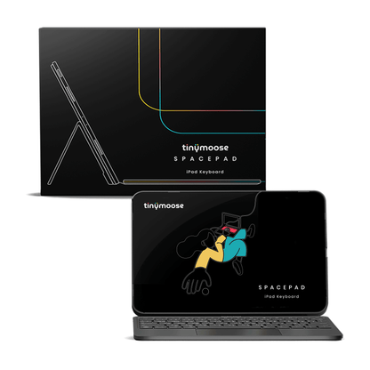SpacePad iPad Keyboard - Black - (iPad Air 11 (4th–5th Gen) / Pro 11) with box and iPad display.