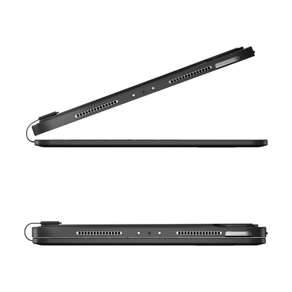 SpacePad iPad Keyboard - Black - (iPad 11 (A16) / iPad 10th Gen) side view showcasing sleek design and compatibility.