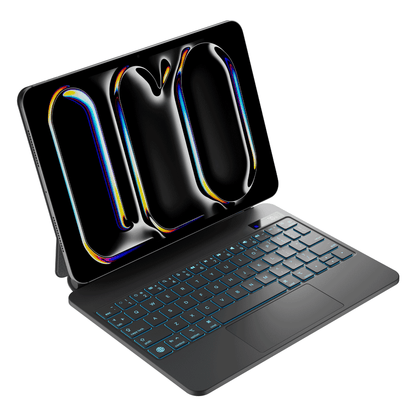 SpacePad Pro iPad Keyboard - Black - (iPad Air 11 (4th–5th Gen) / Pro 11) used with an iPad displaying content.
