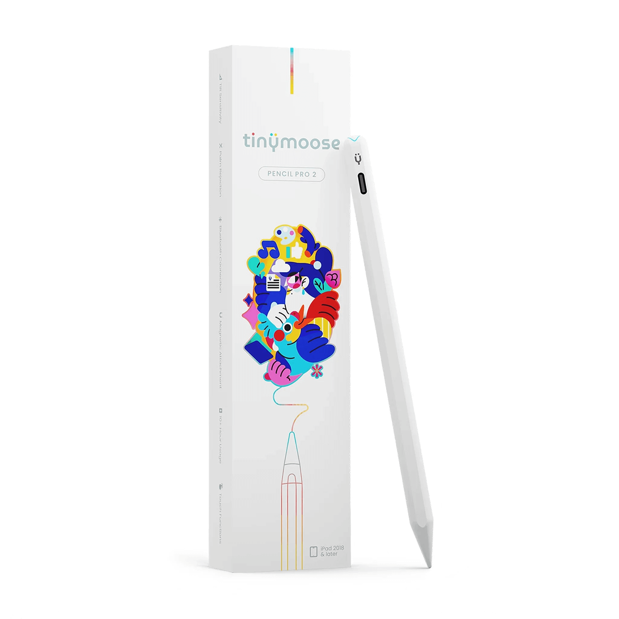 Pencil Pro 2 | Alpine White - With Gesture Controls stylus next to its packaging, ideal iPad pen for Apple iPad with gestures.
