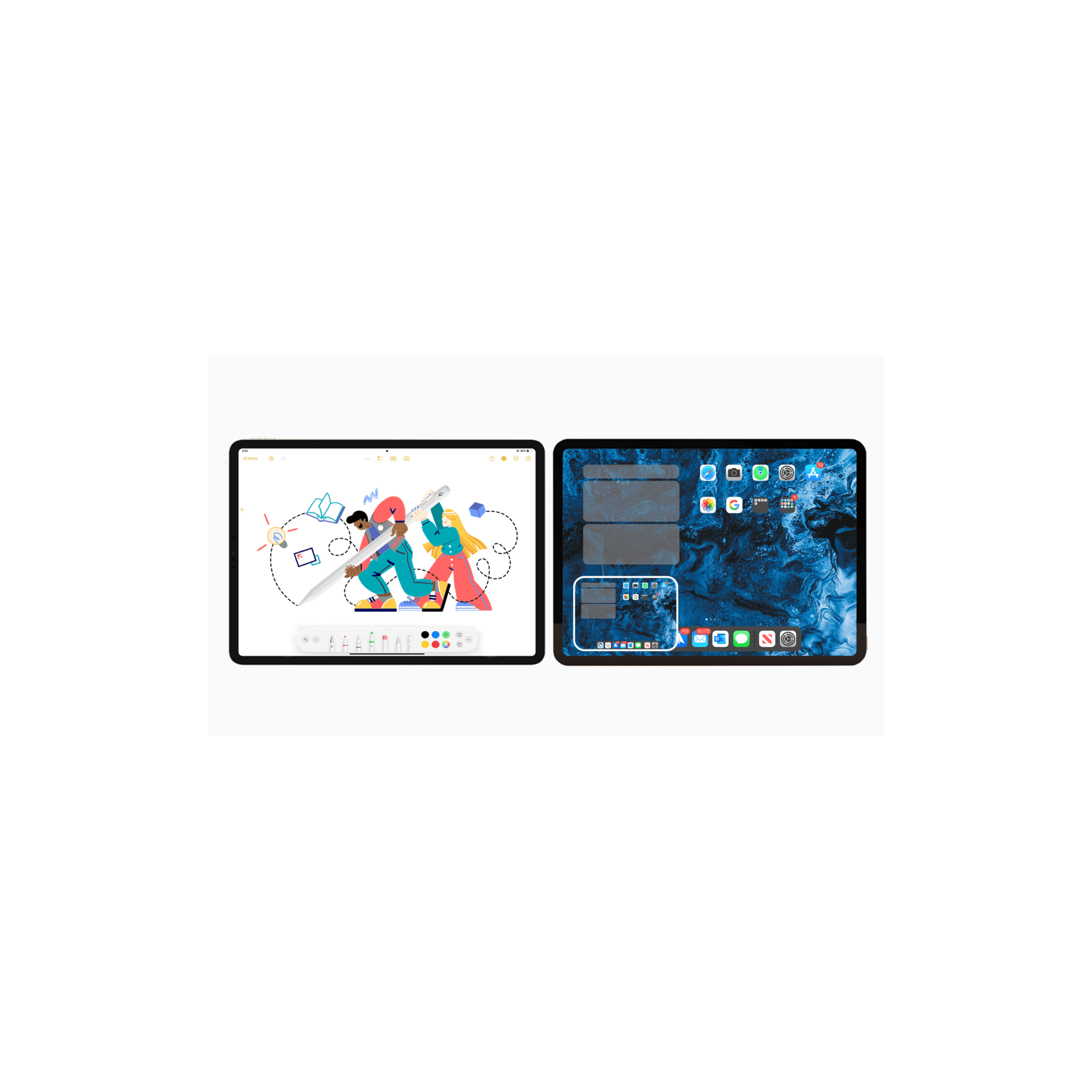 Pencil Ultra shortcut buttons – press to exit the app or enter multitask mode on iPad | اختصارات قلم ألترا – زر للخروج من التطبيق أو الدخول إلى وضع تعدد المهام على الآيباد